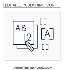 Front line icon. Front section of books, magazines. Title page. Publishing concept. Isolated vector illustration. Editable stroke