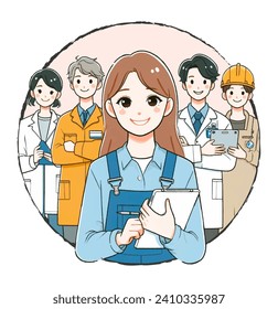 front line medical construction healthcare doctor workers important job career occupation cartoon anime vector comic game characters japanese asian teacher education illustration isolated