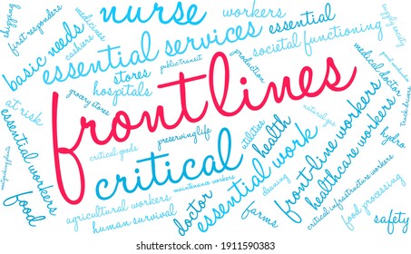 Front Lines word cloud on a white background.