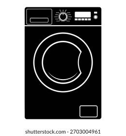 Front load washing machine appliance silhouette icon Vector, illustration