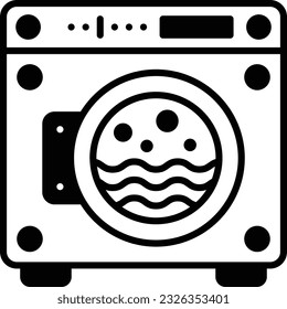 Front Load washing machine concept, Full Automatic laundry vector icon design, Housekeeping symbol, Office caretaker sign, porter or cleanser equipment stock illustration