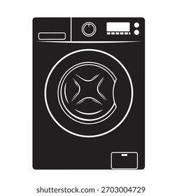 Vector de icono de Vector de silueta de lavadora de carga frontal, ilustración