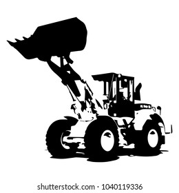 Cargador frontal de color negro sobre fondo blanco ilustración de icono.