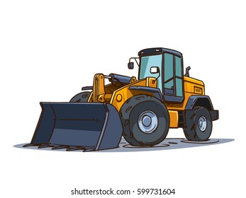 Front loader cartoon illustration