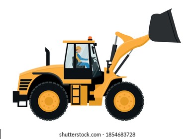 Front loader design with heavy machinery driver