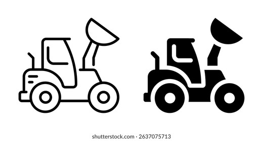 Front loader icon. Line and silhouette style.