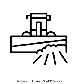 Front Loader with Snow Bucket  black line illustration. Snow removal machine. Editable stroke.