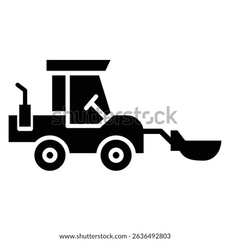 Front Loader truck icon Flat outline fill black and white