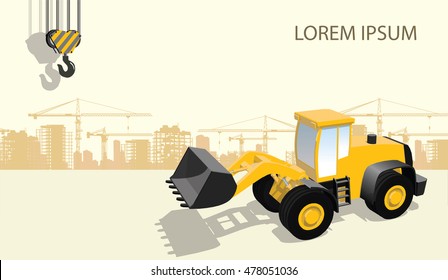front loader undr construction flat 3d graphic