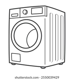 Front loader washing machine. Home appliances. Vector illustration.