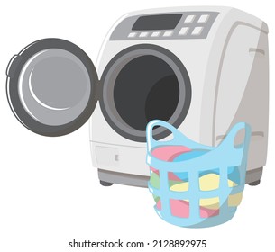 Front loader washing machine. Laundry basket.