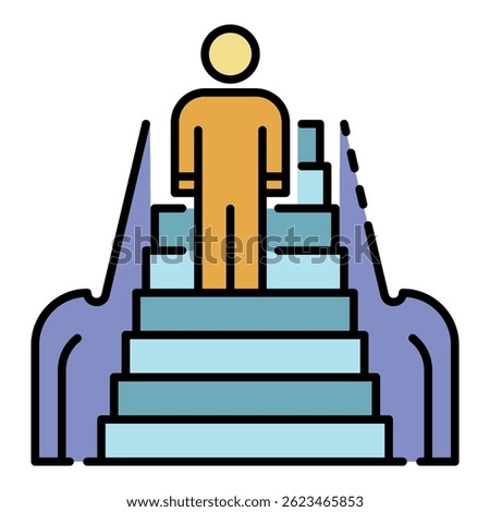 Front man escalator icon. Outline front man escalator vector icon color flat isolated on white
