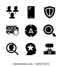 front, map, focus and avatar icons in Web vector set. Graphics for web and design