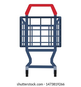 Front metal shop cart icon. Flat illustration of front metal shop cart vector icon for web design