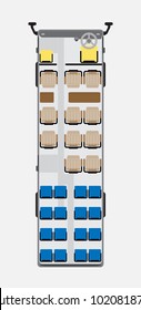 Front and Middle Open door Bus seat map  with no restroom