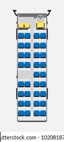 Front And Middle Open Door Bus Seat Map  With No Restroom