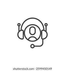 Front office Automation line icon. linear style sign for mobile concept and web design. Robotic headset with customer outline vector icon. AI-powered customer support symbol, logo illustration