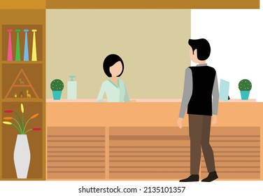 front office receptionist vector illustration