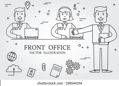 Front office. Think line icon. Vector.