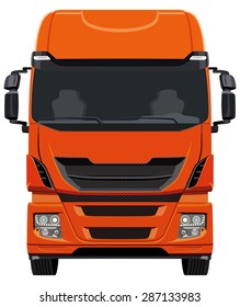 Front orange truck on white background