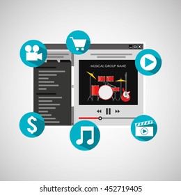 front page website music design icon, vector illustration