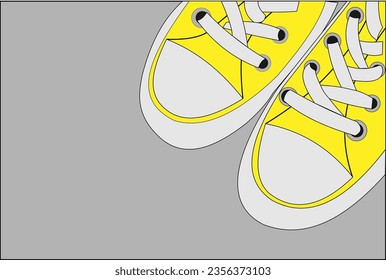 delante de un par de zapatillas de colores vivos