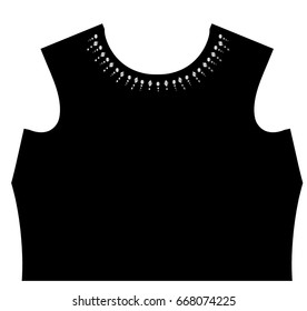 front part of top pattern with decor in vector