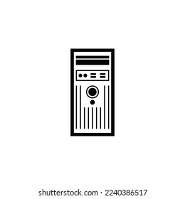 Front PC Case icon in black flat glyph, filled style isolated on white background
