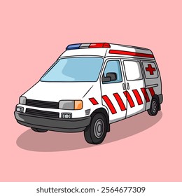 Front perspective view of ambulance car