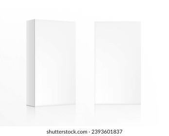 Front And Perspective Views Of Realistic White Cardboard Box. EPS10 Vector