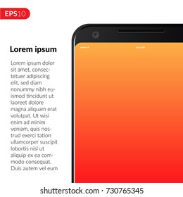 The front of the phone is close-up. Vector illustration of a phone, smartphone with high detail for advertising or banner.