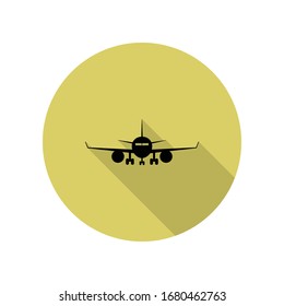 front of the plane long shadow icon. Simple glyph, flat vector of Airport icons for ui and ux, website or mobile application