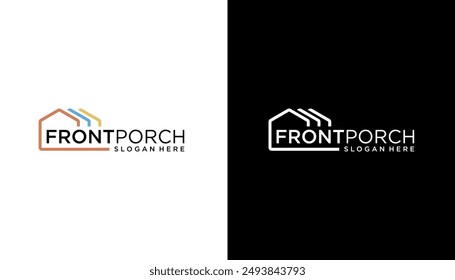 Front Porch  Modern House logo with black and white color