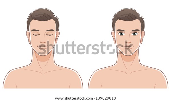 Front Portraits Young Man Eyes Closed Stock Vector (Royalty Free) 139829818