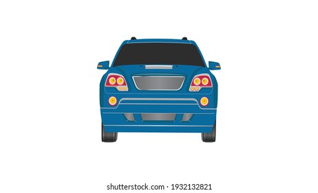 front pose of car in blue color isolated on white background, Vector illustration.