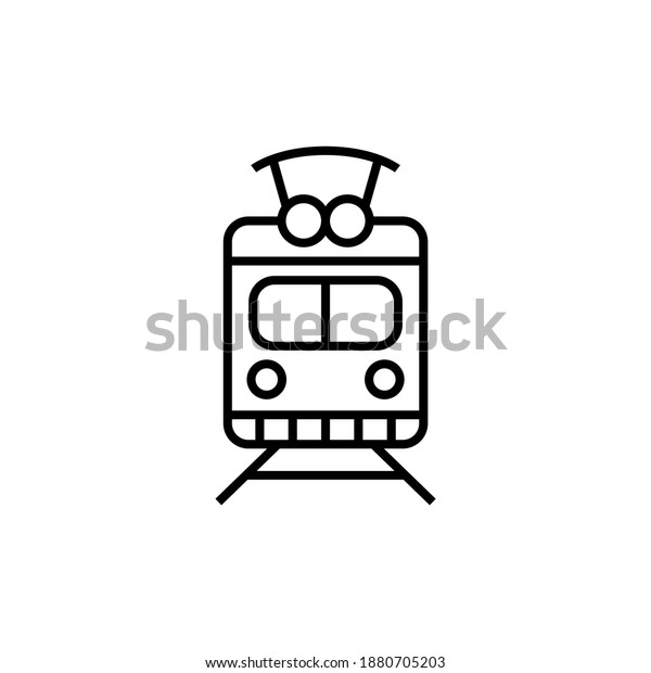 Front rail\
train icon, train, tram, tramway travel symbol icon  in flat black\
line style, isolated on white\
background