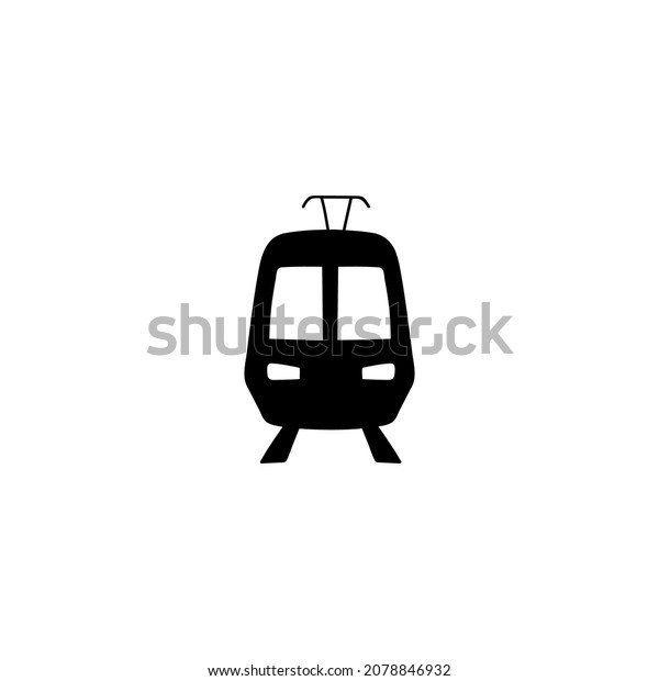 Front rail train icon, train, tram, tramway travel\
symbol icon  in solid black flat shape glyph icon, isolated on\
white background 