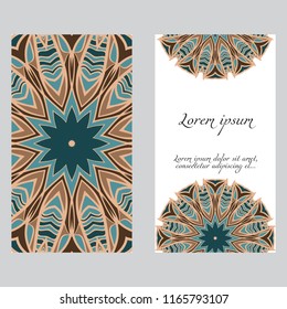 The front and rear side. mandala design elements. Wedding invitation, thank you card, save card, baby shower. Vector illustration