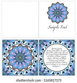 The front and rear side. mandala design elements. Invite templates . Wedding invitation, thank you card, save card, baby shower. Vector illustration.
