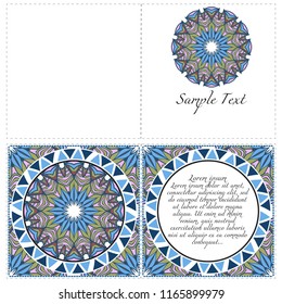 The front and rear side. mandala design elements. Invite templates . Wedding invitation, thank you card, save card, baby shower. Vector illustration.