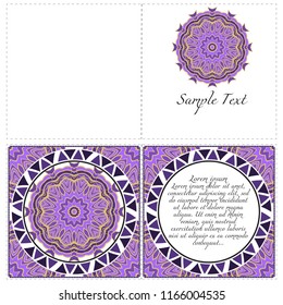 The front and rear side. mandala design elements. Invite templates . Wedding invitation, thank you card, save card, baby shower. Vector illustration.