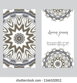The front and rear side. mandala design elements. Wedding invitation, thank you card, save card, baby shower. Vector illustration