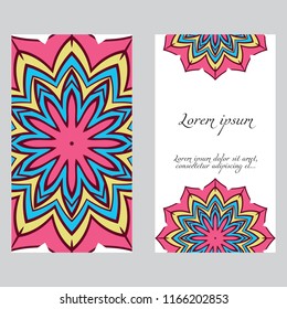 The front and rear side. mandala design elements. Wedding invitation, thank you card, save card, baby shower. Vector illustration