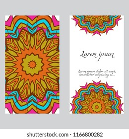 The front and rear side. mandala design elements. Wedding invitation, thank you card, save card, baby shower. Vector illustration