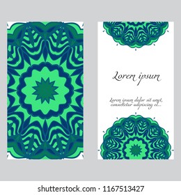 The front and rear side. mandala design elements. Wedding invitation, thank you card, save card, baby shower. Vector illustration