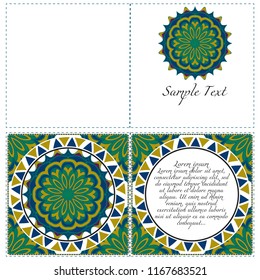The front and rear side. mandala design elements. Invite templates . Wedding invitation, thank you card, save card, baby shower. Vector illustration.