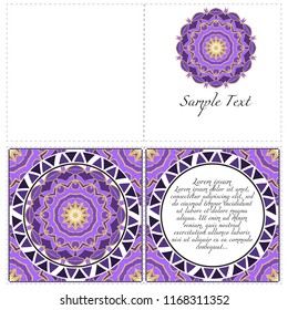 The front and rear side. mandala design elements. Invite templates . Wedding invitation, thank you card, save card, baby shower. Vector illustration.