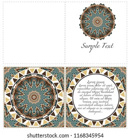 The front and rear side. mandala design elements. Invite templates . Wedding invitation, thank you card, save card, baby shower. Vector illustration.