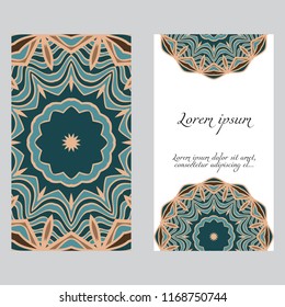 The front and rear side. mandala design elements. Wedding invitation, thank you card, save card, baby shower. Vector illustration
