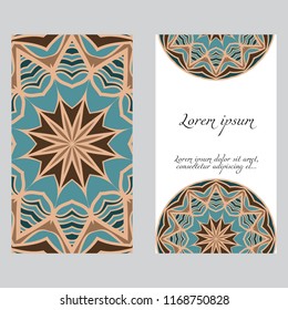 The front and rear side. mandala design elements. Wedding invitation, thank you card, save card, baby shower. Vector illustration